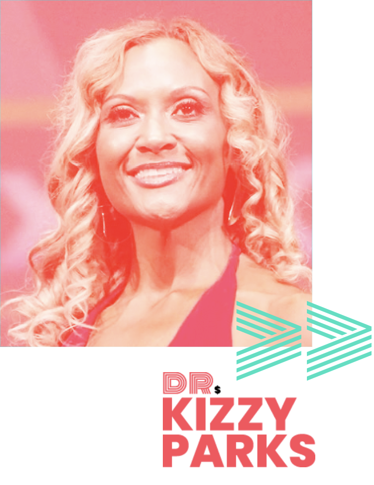 Person with long curly hair smiling. Text reads "Dr. Kizzy Parks.